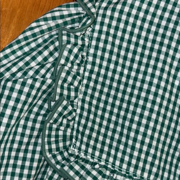 LaRoque Original Green Gingham Blouse with Neck Tie - Picture 4 of 6